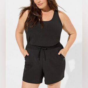 Torrid Black Stretch Woven Surplice Back Activewear Romper Women’s Plus Size 0X
